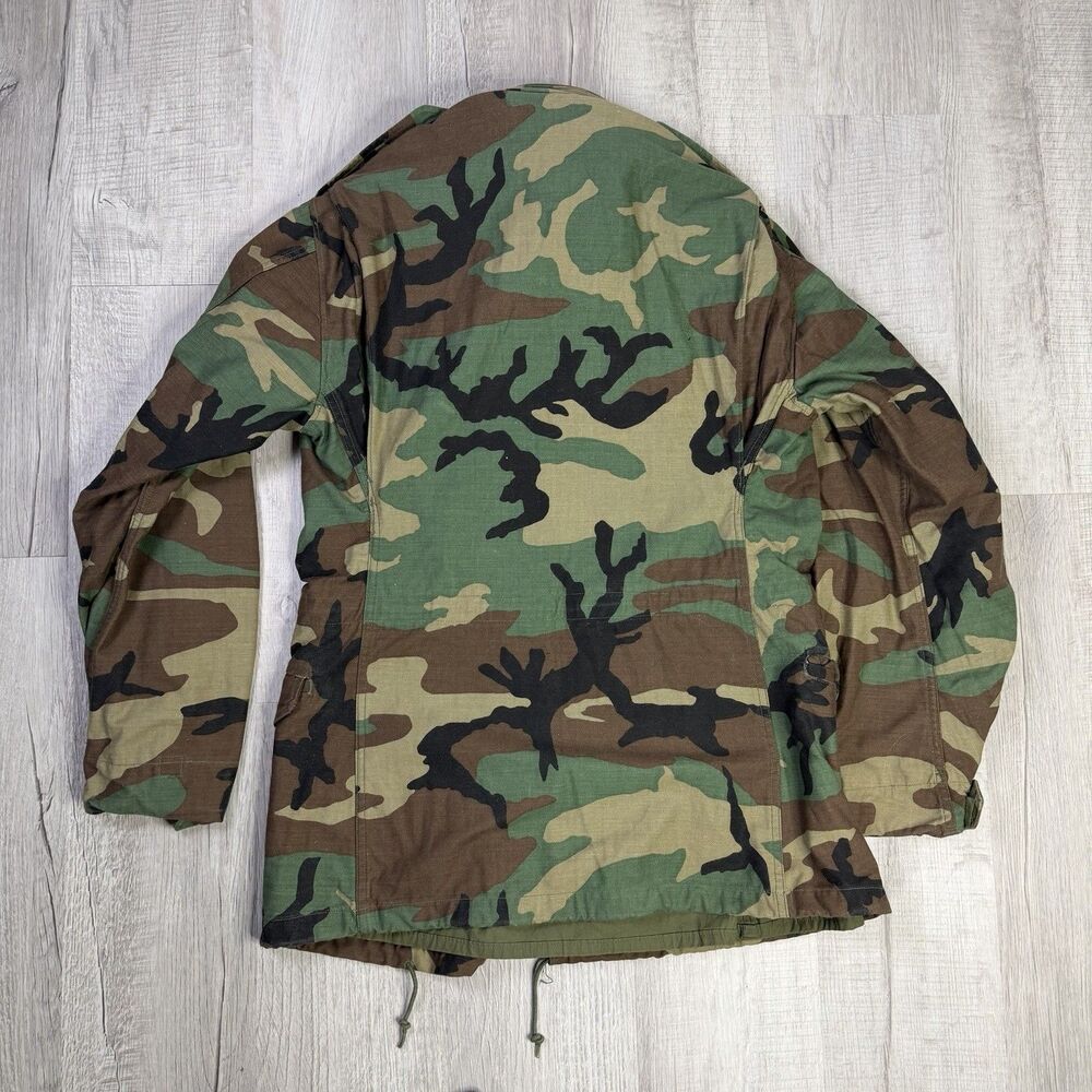 Vintage Military M65 Field Coat Jacket Small Short Cold Weather Woodland Camo - Picture 11 of 13